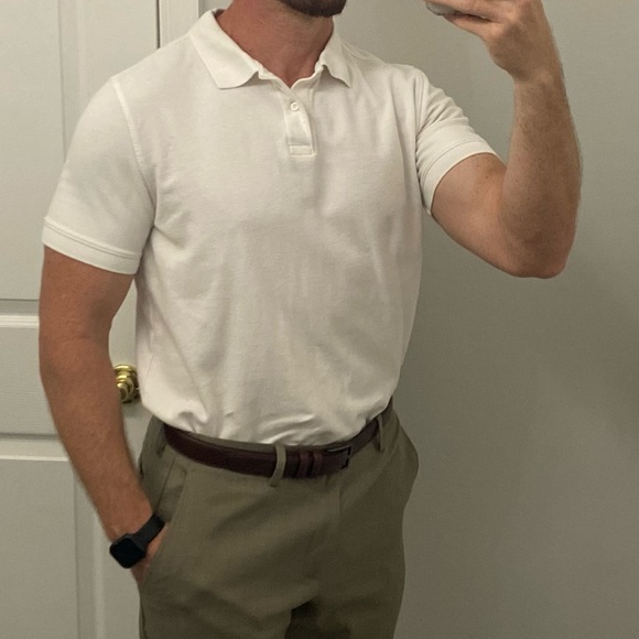 Slim Fit White Polo Shirt - business-casual, social size large - Picture 6 of 15